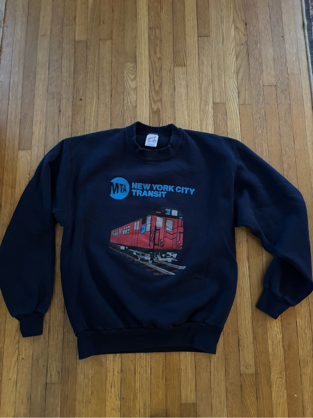 Vintage 90’s New York City Transit Graphic Crewneck Sweatshirt Navy Medium